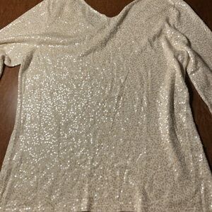 Eileen Fisher Cream Sequin Top